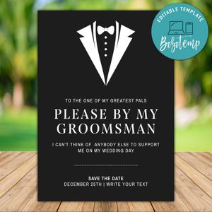 Customizable Will You Be My Groomsman Card Template Instant Download