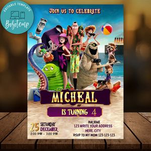 Editable Hotel Transylvania 3 Birthday Flyer Instant Download