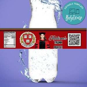 Harvard University Water Bottle Label Template to Print at Home Instant Download