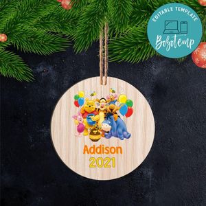 Winnie the pooh Christmas Wood Ornament Gift