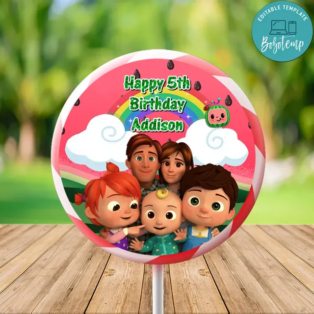 Cocomelon Large Lollipop Labels Digital File Printable DIY | Bobotemp