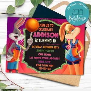 Lola and bugs bunny Invitation Template to Print at Home Instant Download