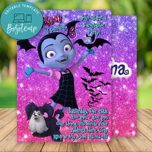 Editable Vampirina Party Invites and Free Thank You Card Instant Download