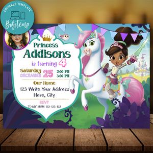 Editable Nella Princess Knight Invitation With Photo Instant Download