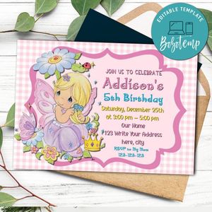 Precious moments Birthday Invitation Template to print at home Instant Download
