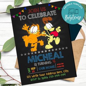 Garfield Birthday Invitation Printable Instant Download