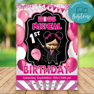 African American Boss Baby Girl Party Invitation
