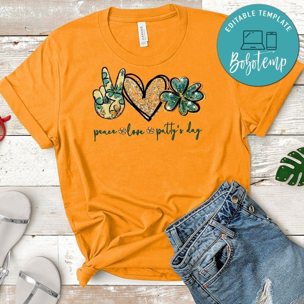 Peace love Patty's Day Clover PNG file template