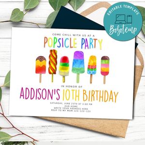 Popsicle Birthday Invitation Printable Instant Download