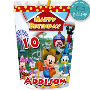 Mickey Mouse Farm Capri Sun Birthday Labels Digital File Printable Instant Download