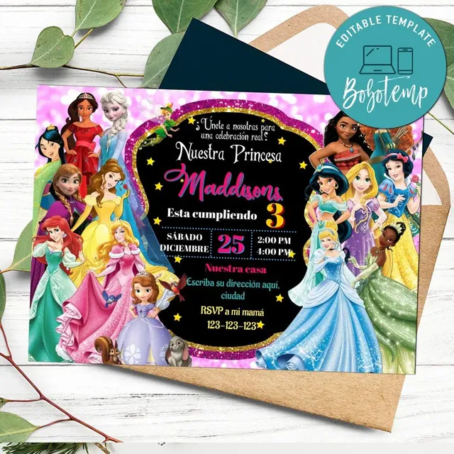 Invitaciones De Cumpleaños De Princesas De Disney Para Imprimir