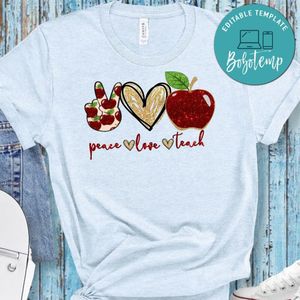 Peace Love Teach Apples PNG file template