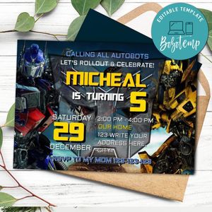 Transformers Invitation Customizable Template Instant Download
