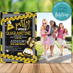 Printable Quarantine Parade Party Invitation with Photo Instant Download