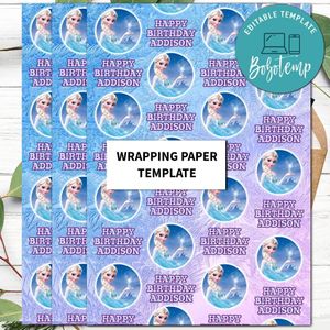 Disney Elsa Wrapping Paper Template to Print at Home Instant Download