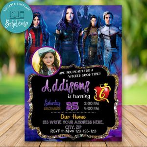 Printable Descendants 3 invitation With Photo and Free Thank You Card Instant Download