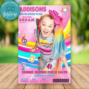 Editable JoJo FAKE Ticket Invitation to Concert Instant Download