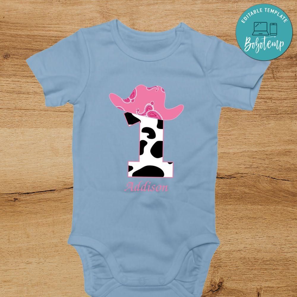 Cowgirl 1st Birthday Baby Onesie