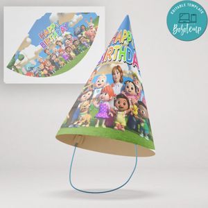Cocomelon Party Hat Customizable Template Instant Download