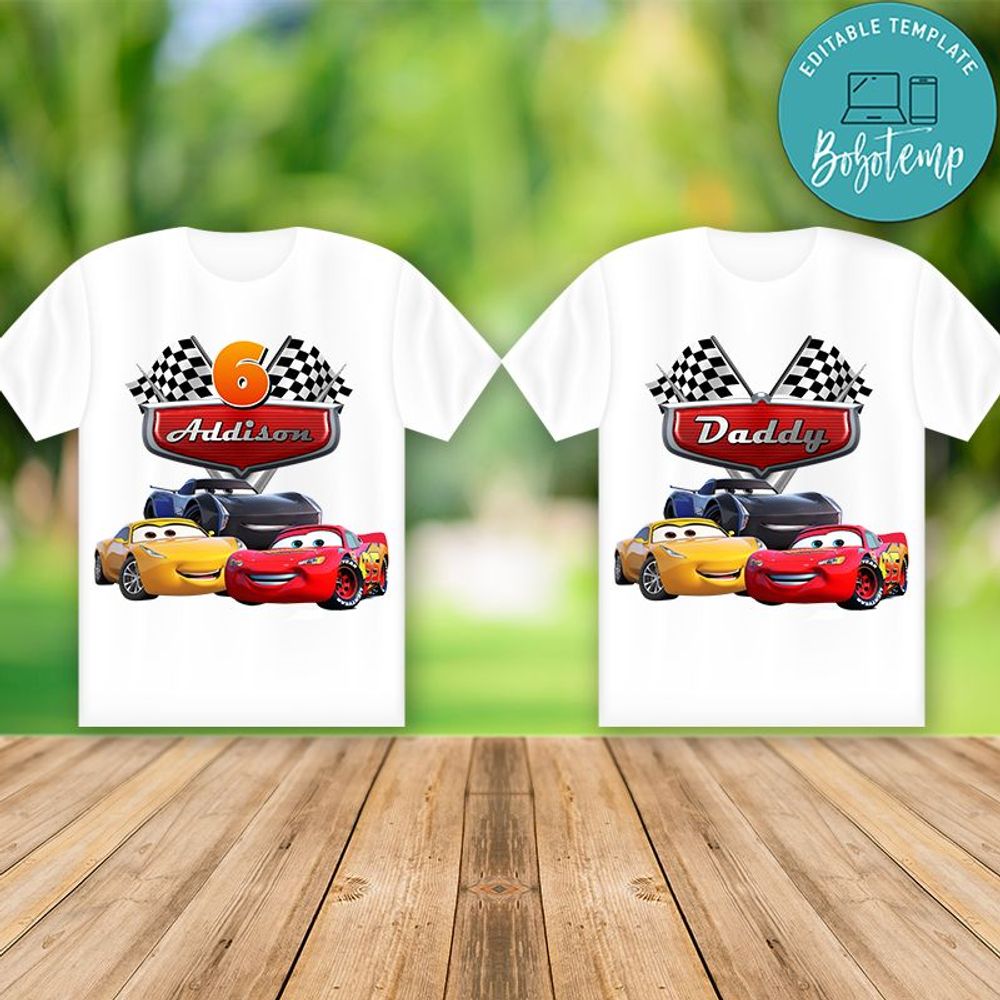 Printable Lightning Mcqueen Birthday Shirt For Family Template Bobotemp