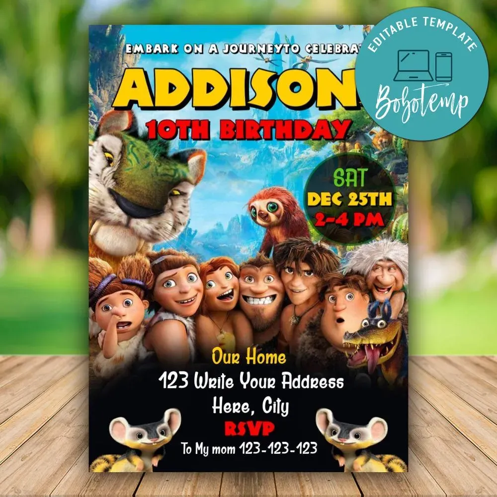 The Croods Invitation Template to print at home | Bobotemp