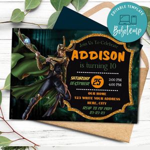 Loki Invitation Template to Print at Home Instant Download