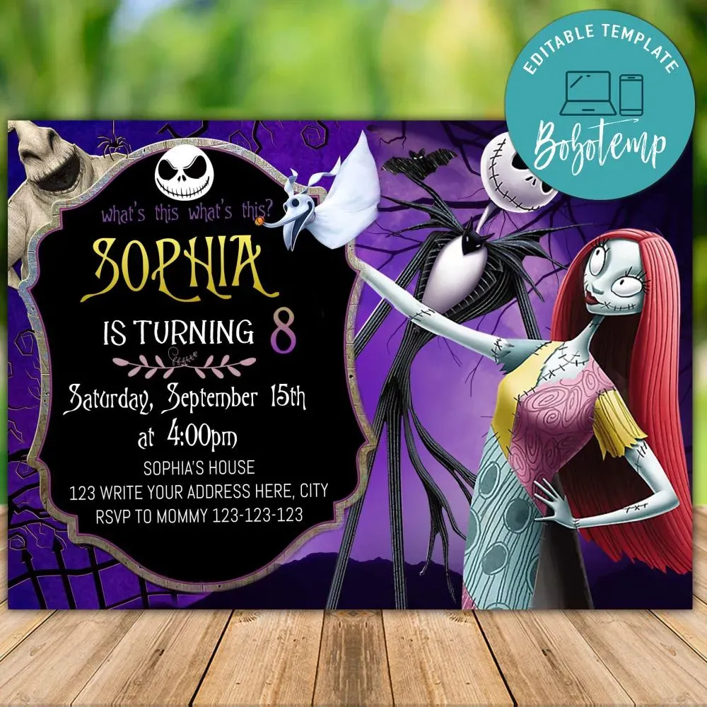 Printable Jack Skeleton Birthday Party Invitation DIY | Bobotemp