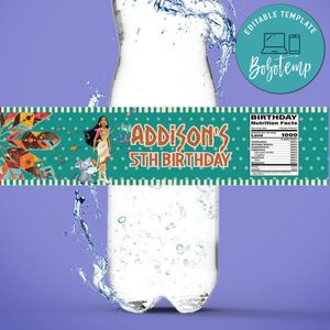 Pocahontas Birthday Water Bottle Label Template to Print at Home Instant Download