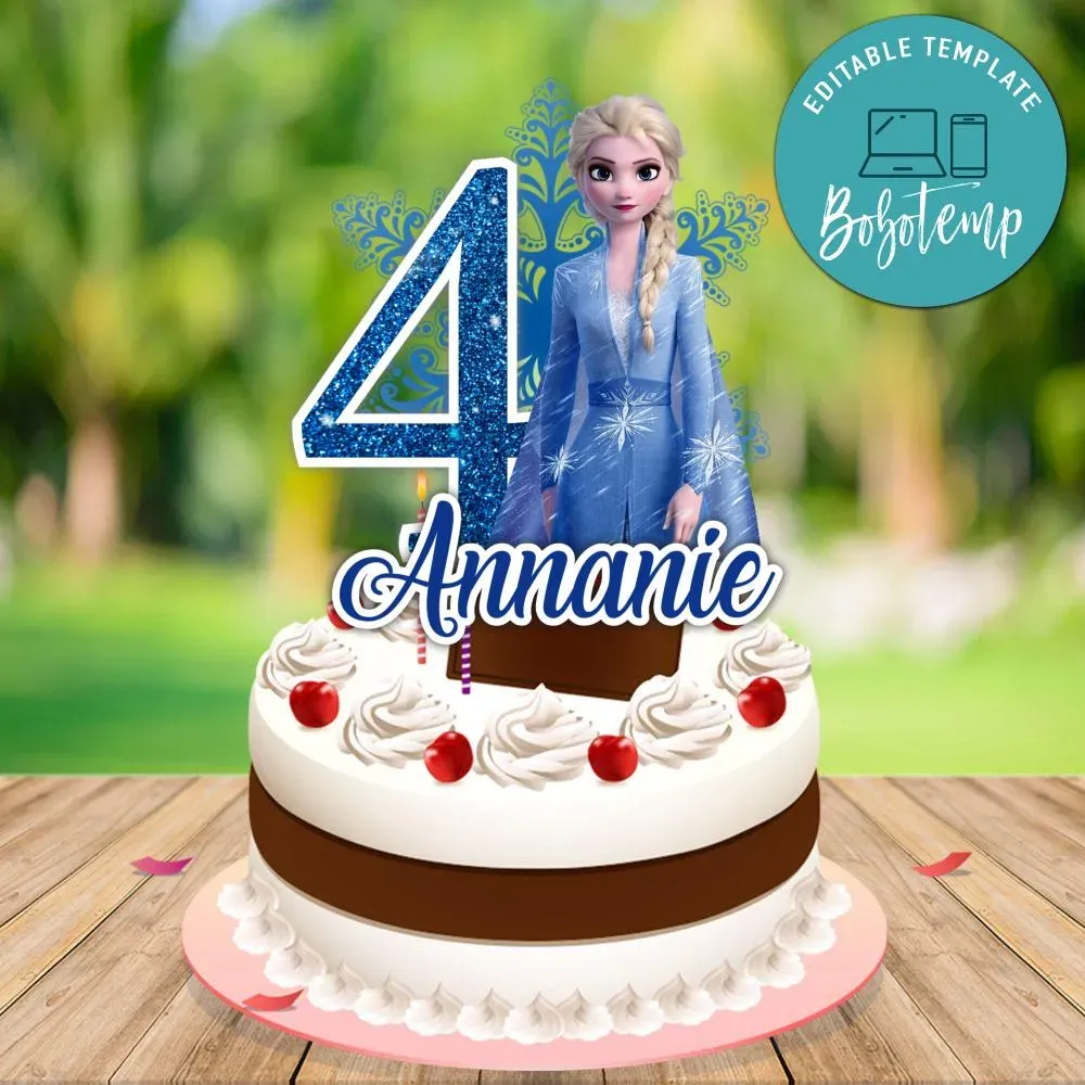 Printable Frozen 2 Elsa Birthday Cake Topper Template Diy Bobotemp