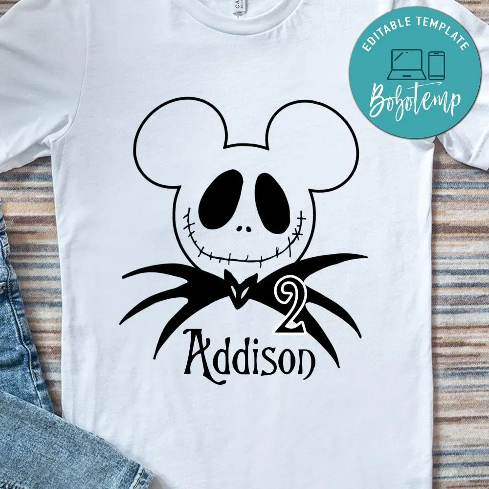 Jack Skellington Mickey Mouse Birthday Iron On Transfer Shirt PNG ...