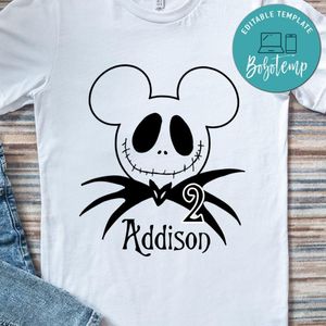 Jack Skellington Mickey Mouse Birthday Boy Iron On Transfer Shirt Template Instant Download