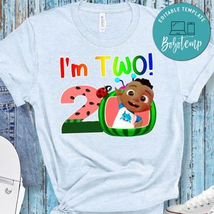 Black Cocomelon JJ I'm Two Birthday PNG file template for Kid