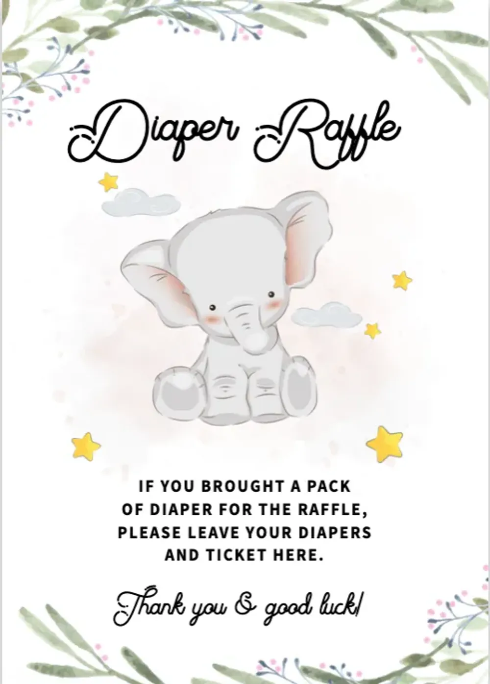 diaper raffle sign