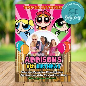 Printable Powerpuff Birthday Invitation With Photo Instant Download