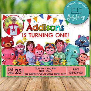 Editable Cocomelon Birthday Flyer With Photo Instant Download