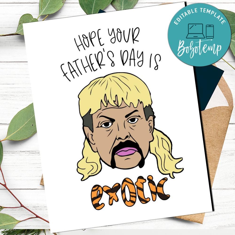 Joe Exotic Funny Dad Birthday Card to Print at Home DIY Createpartylabels