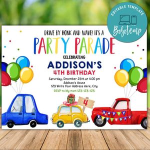 DIY Honk and Wave Party Invite Instant Download