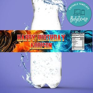 Mortal kombat Water Bottle Label Template to Print at Home Instant Download