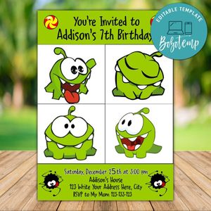 Printable om nom Birthday Flyer Template Instant Download