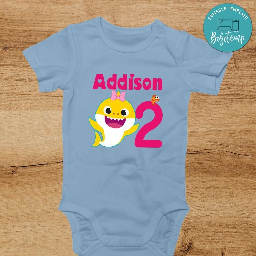 Girl Baby Shark 2nd Birthday PNG file template