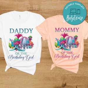 Trolls Movie Daddy Mommy of Birthday Girl Family Trip Vacation PNG file template
