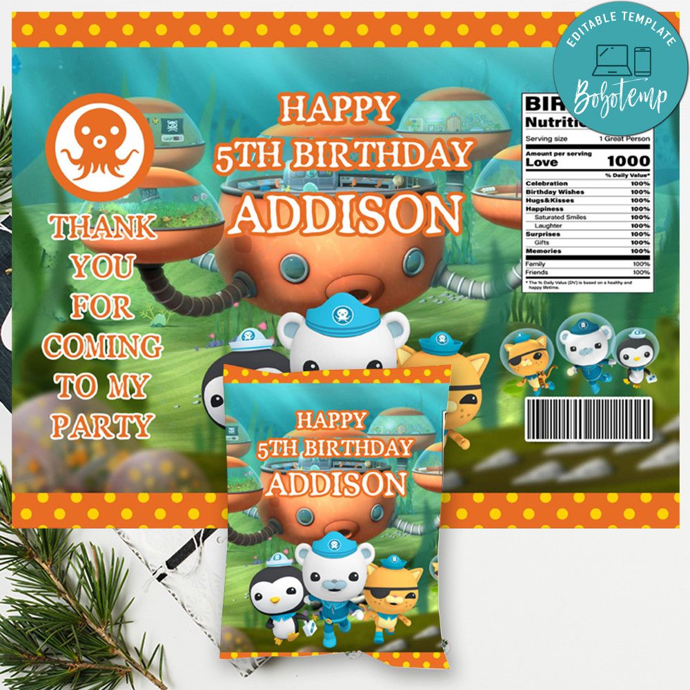 Octonauts Chip Bag Digital File Printable DIY | Bobotemp