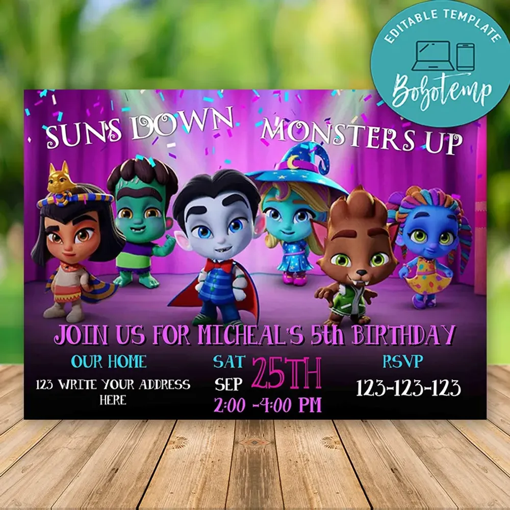 Editable Super Monsters Birthday Invitations Instant Download Bobotemp Editable Super Monsters Birthday Invitations Instant Download Bobotemp