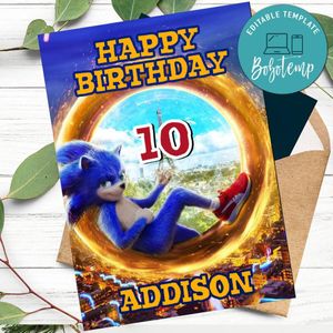 Sonic Hero Happy Birthday Card to Print at Home Instant Download