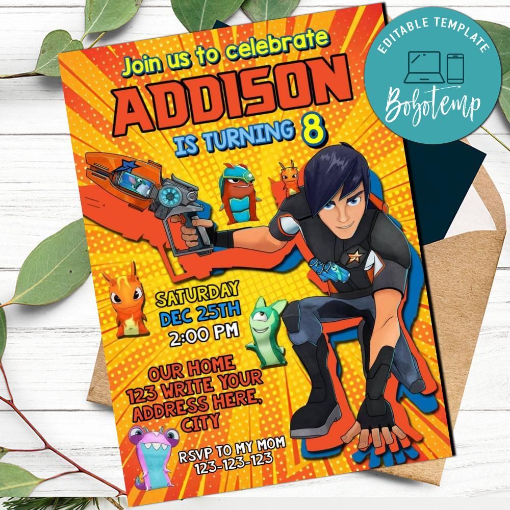 Slugterra Birthday Invitation Template Instant Download | Bobotemp