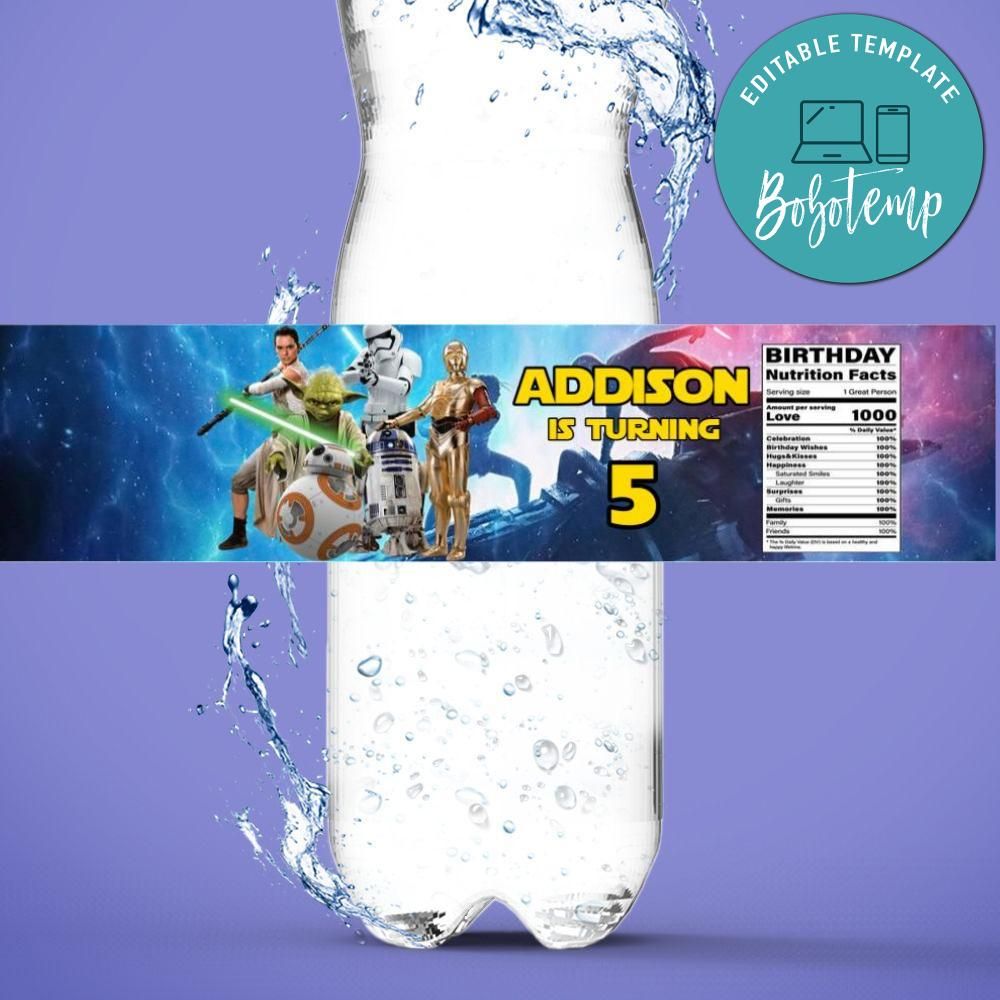 Star Wars Water Bottle Label Template DIY | Bobotemp
