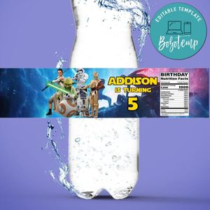 Star Wars Water Bottle Label Template to Print at Home Instant Download