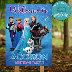 Disney Frozen Birthday Welcome Sign Digital File Printable Instant Download