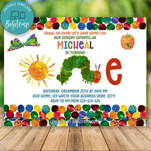 Editable Very Hungry Caterpillar Party Invitation Instant Download