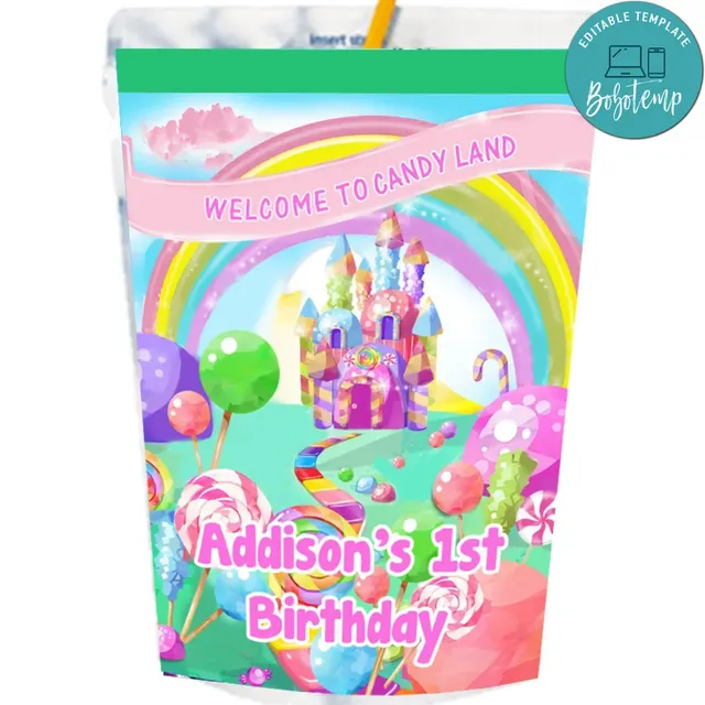 CandyLand Capri Sun Labels Digital File Printable | Bobotemp